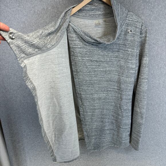 Danskin French Terry Bliss Wrap Sweater Women Size XL Heather Gray Cardigan Snap - Picture 4 of 15